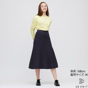 UNIQLO 3D Flare Navy Skirt (Size XS)